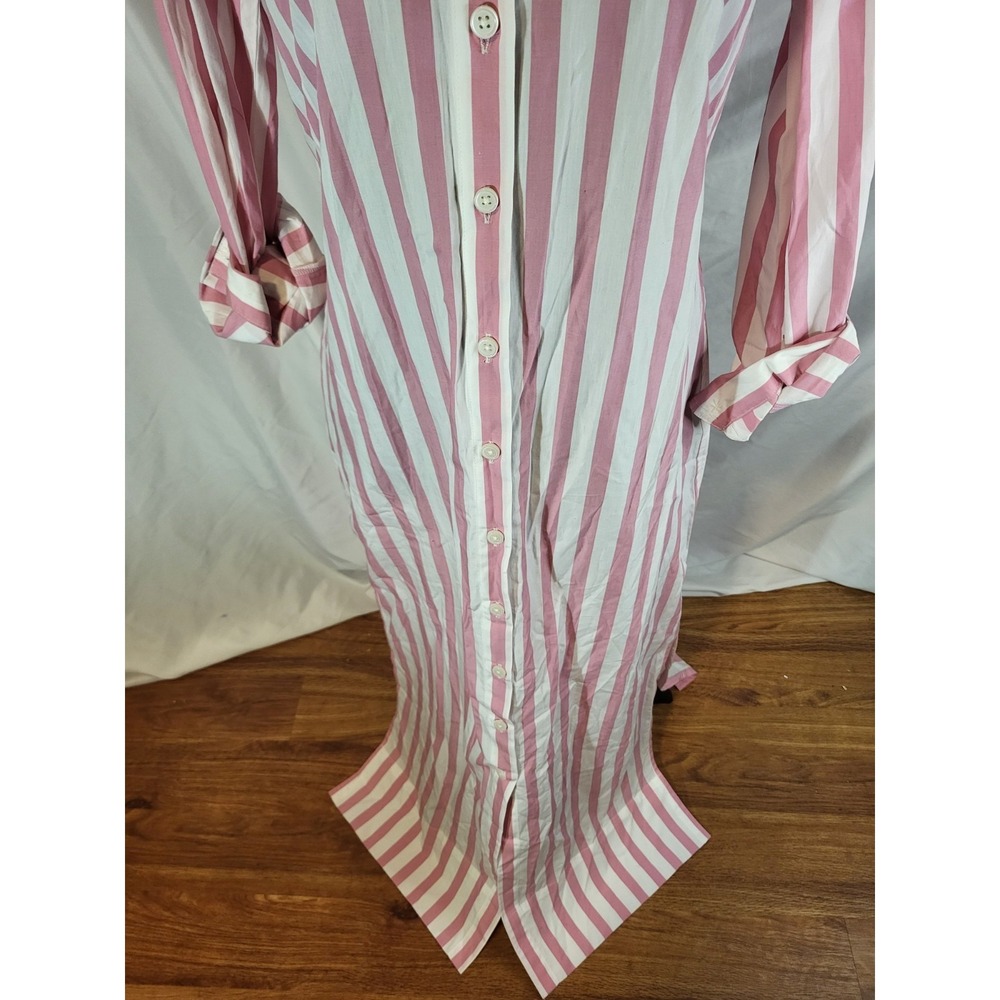 NWT j crew Long-sleeve button-up shirt-dress in pink striped poplin Size 6 - Picture 3 of 7